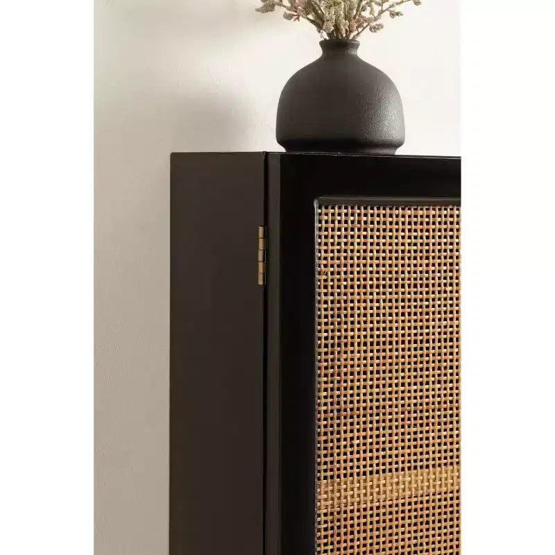 Kate & Laurel All Things Decor 15 Ori Rattan Wall Cabinet with Cubby