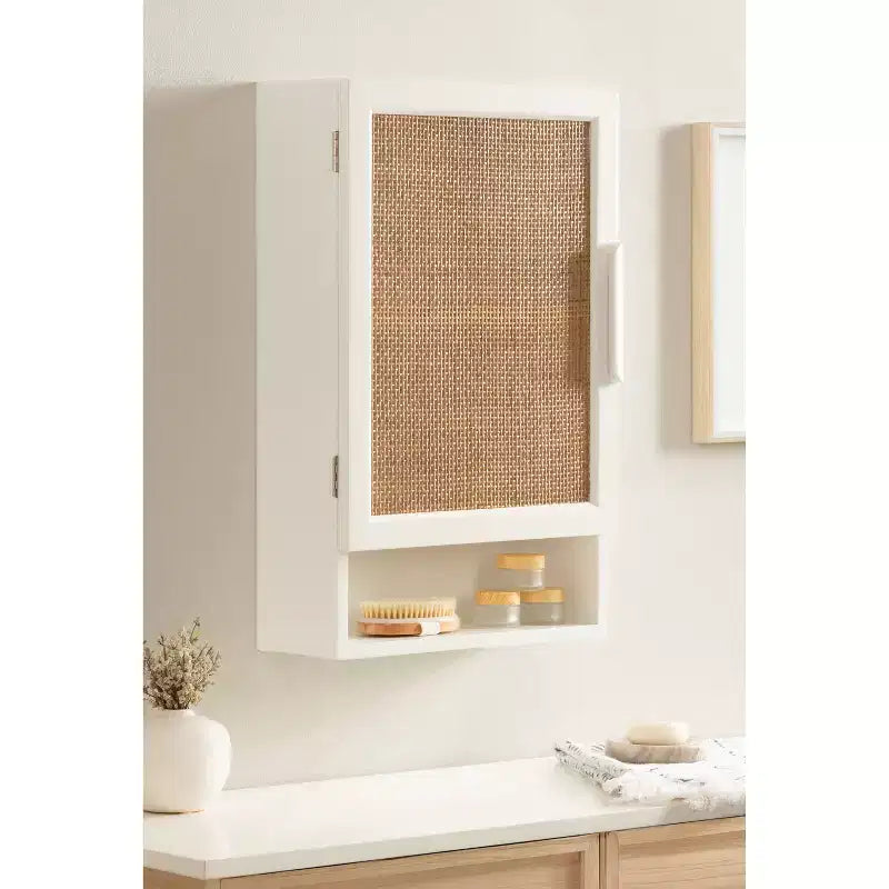 Kate & Laurel All Things Decor 15 Ori Rattan Wall Cabinet with Cubby