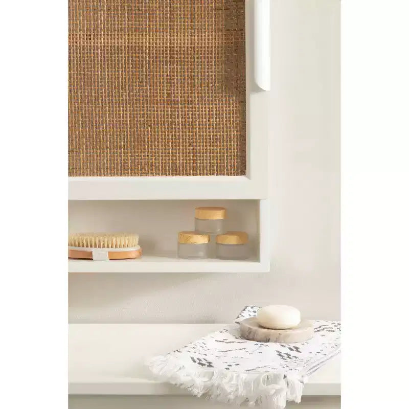 Kate & Laurel All Things Decor 15 Ori Rattan Wall Cabinet with Cubby