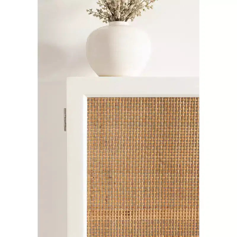 Kate & Laurel All Things Decor 15 Ori Rattan Wall Cabinet with Cubby