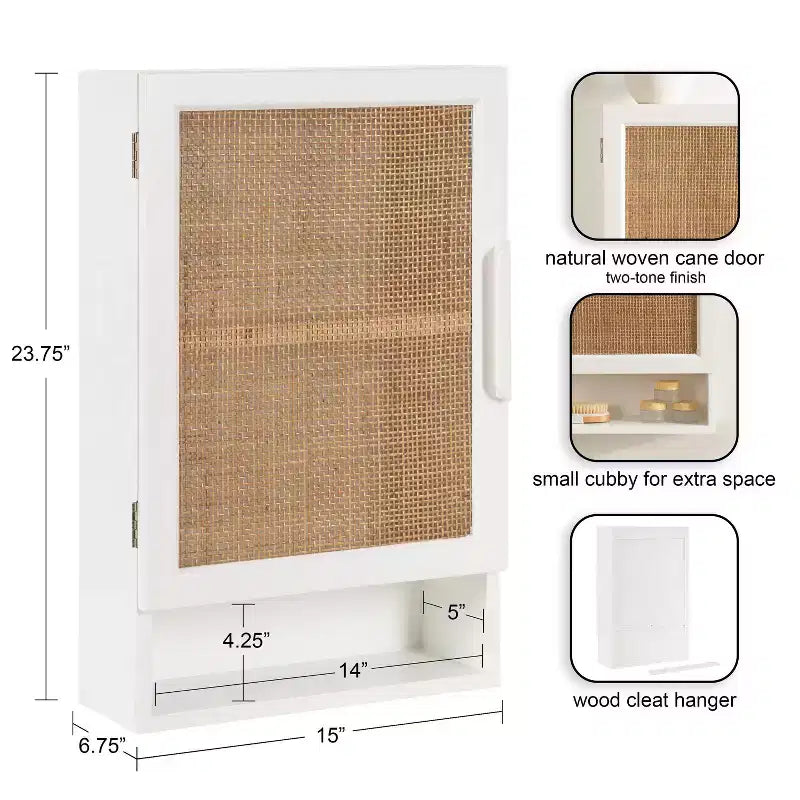 Kate & Laurel All Things Decor 15 Ori Rattan Wall Cabinet with Cubby