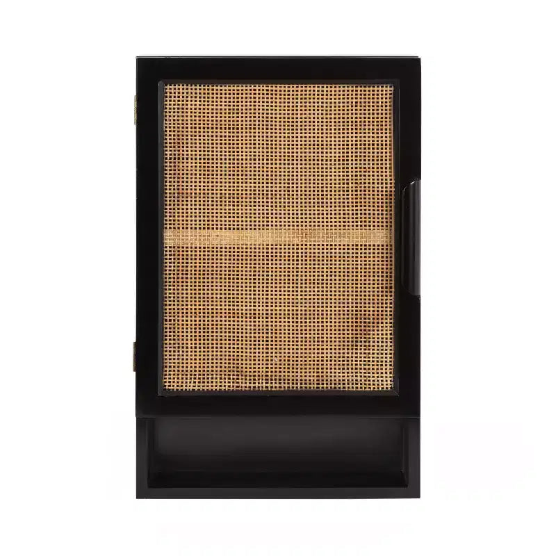 Kate & Laurel All Things Decor 15 Ori Rattan Wall Cabinet with Cubby