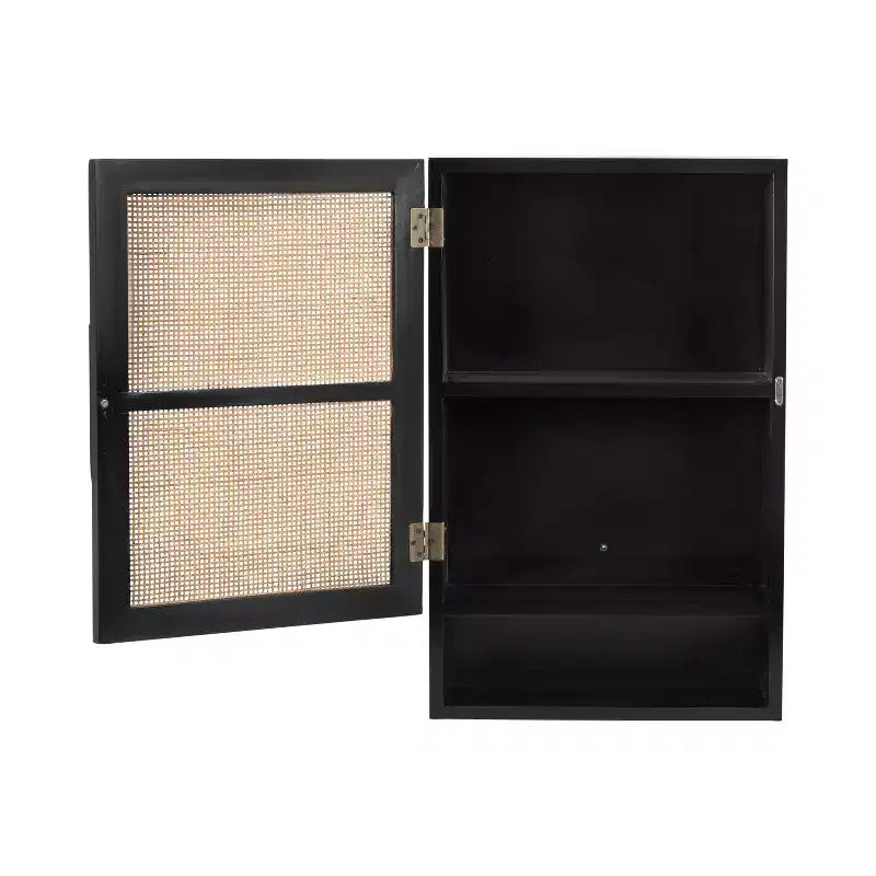 Kate & Laurel All Things Decor 15 Ori Rattan Wall Cabinet with Cubby