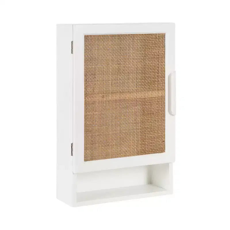 Kate & Laurel All Things Decor 15 Ori Rattan Wall Cabinet with Cubby